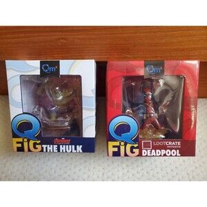 THE HULK & Deadpool QMX Q-Fig Figure Lot Collectible Loot Crate Exclusive